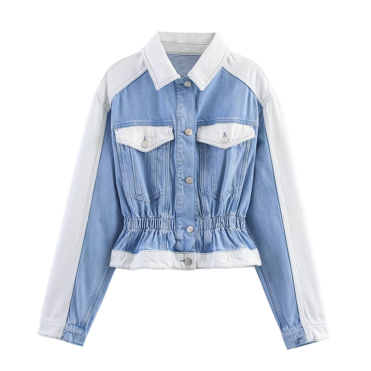 Ladies Collar and Buckle Splicing Top+ Pants with A Casual Temperament Suit