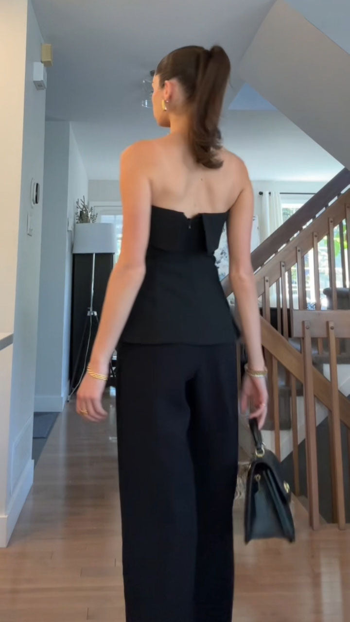 Women's autumn casual tube top suit trousers set