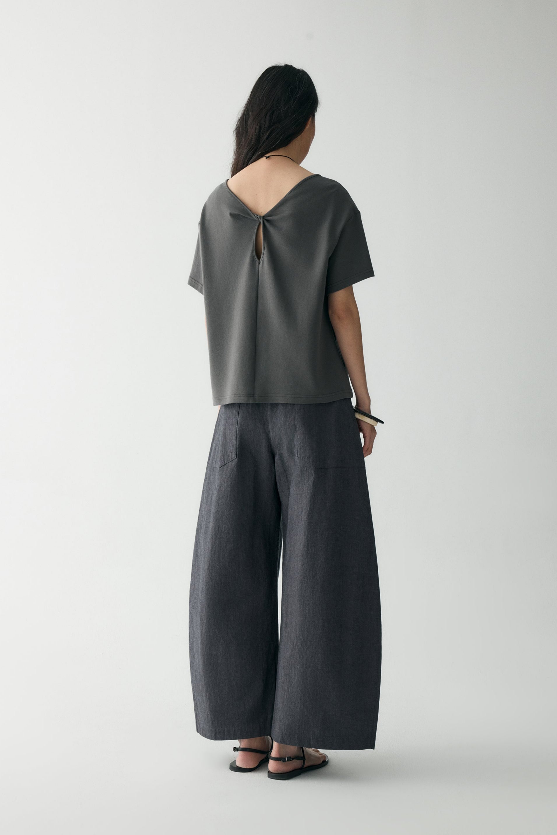COTTON-LINEN BELTED PANTS