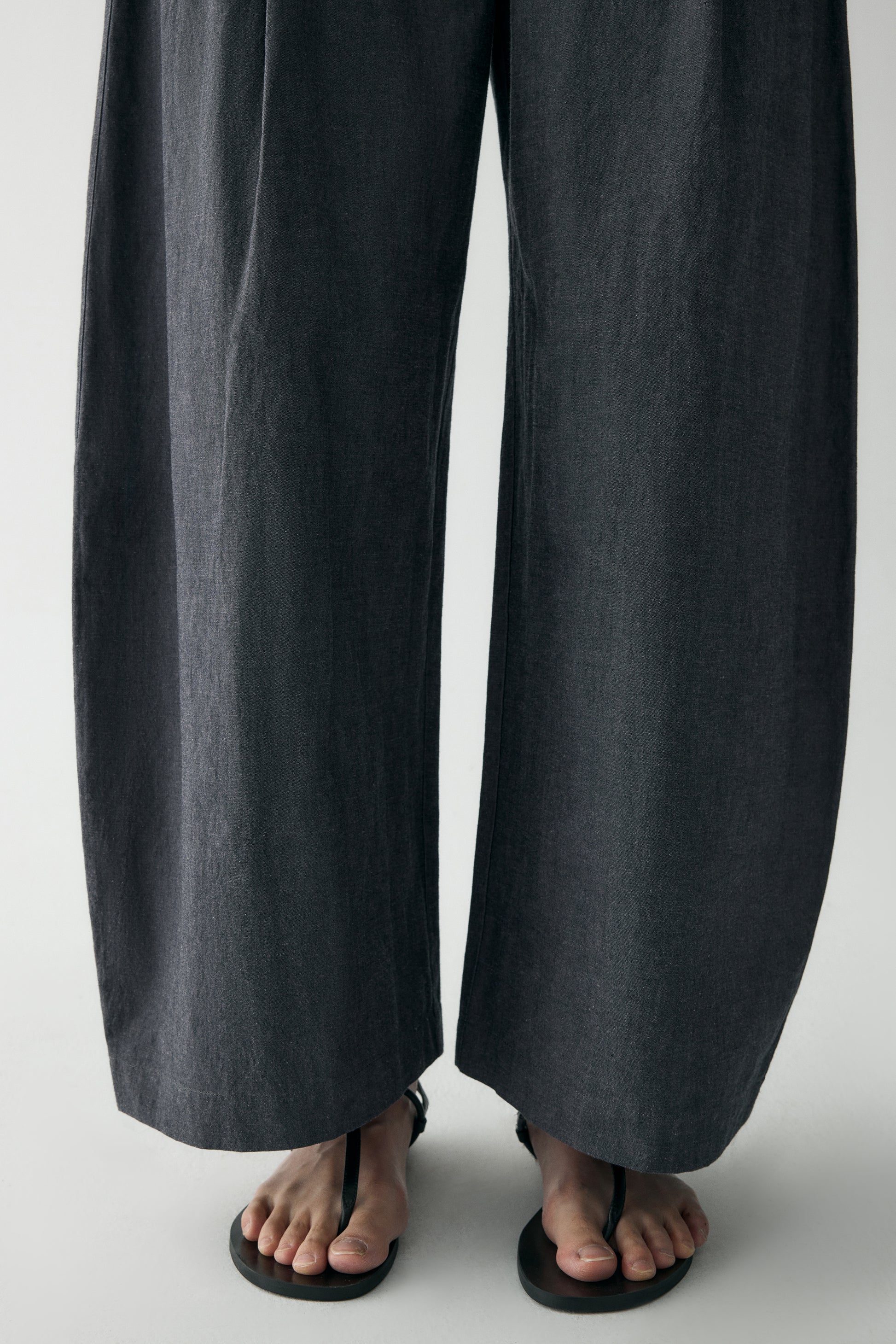 COTTON-LINEN BELTED PANTS