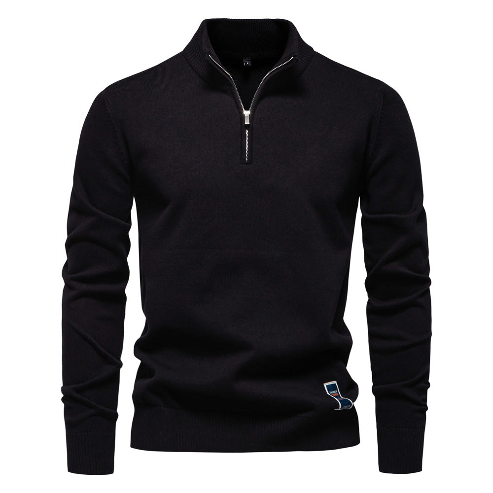 🧥New Slim Fit Men's Knit Top with Stand Collar and Half-Zip Design