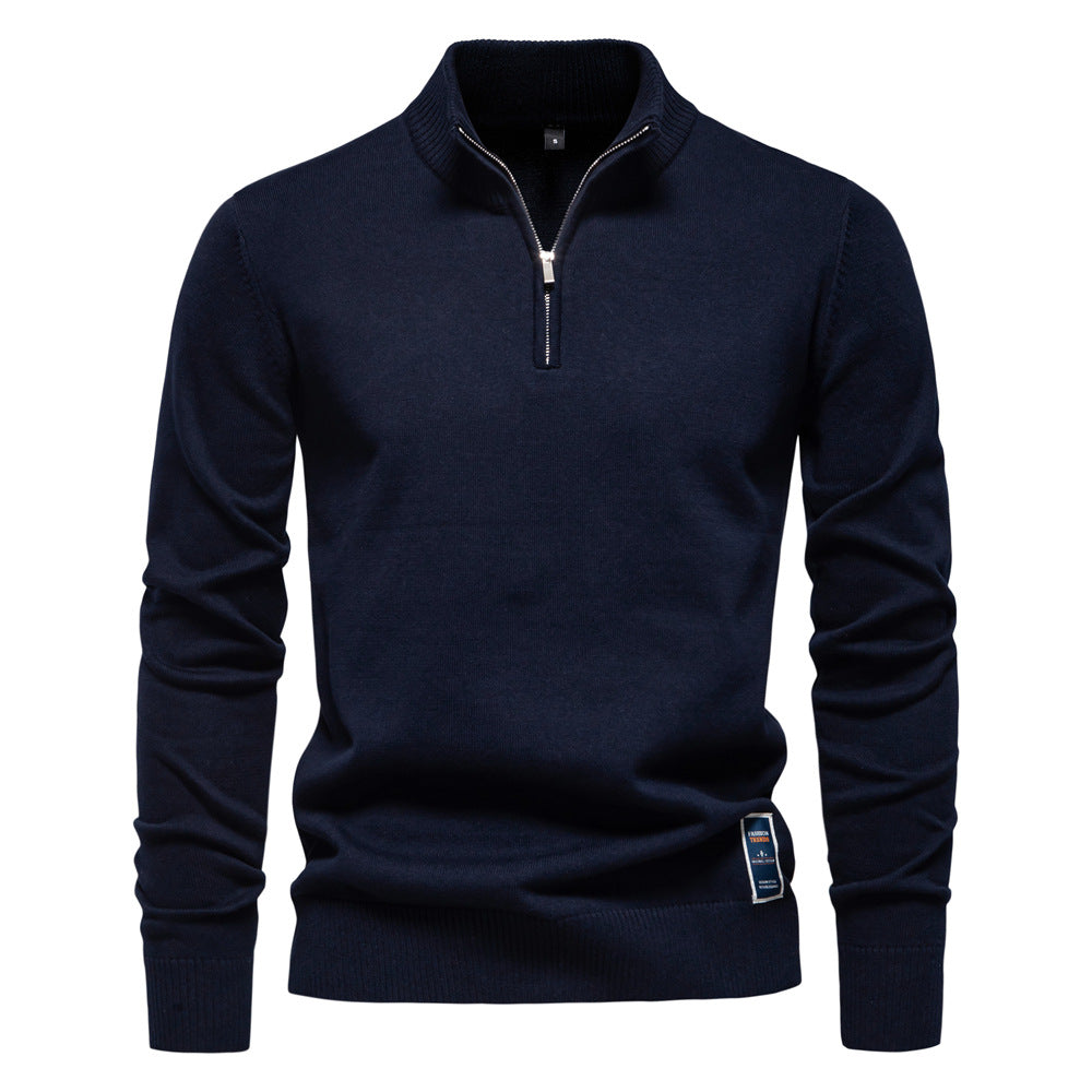 🧥New Slim Fit Men's Knit Top with Stand Collar and Half-Zip Design
