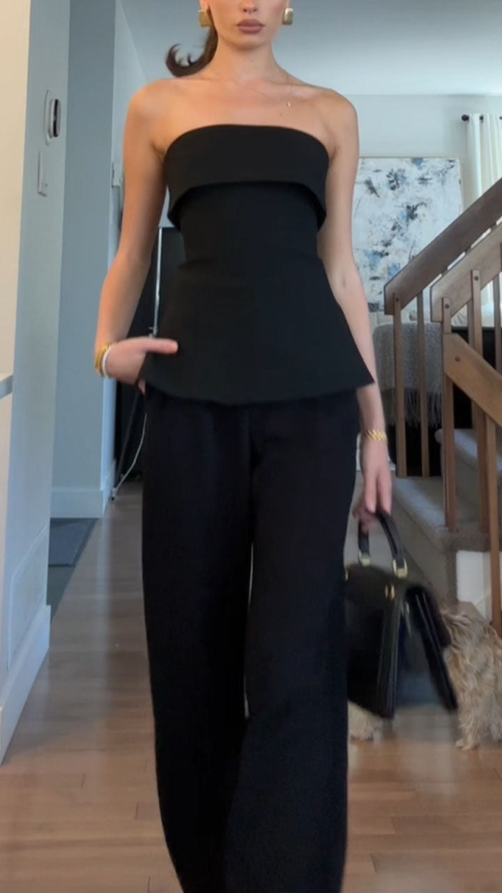 Women's autumn casual tube top suit trousers set